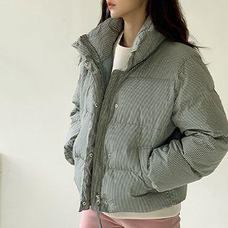 High-neck Check Padded Jacket