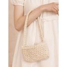 Plain Knit Shoulder Bag Beige - One Size