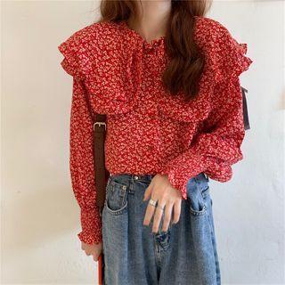 Floral Print Blouse Red - One Size