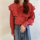 Floral Print Blouse Red - One Size