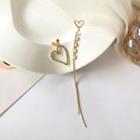 Heart Asymmetrical Fringed Alloy Earring 1 Pair - Asymmetric - Gold - One Size