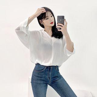 Half-placket Oversize Shirt