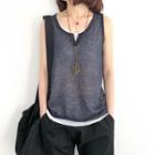 Mock Two-piece Notched Tank Top
