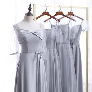 Mesh Panel A-line Evening Gown