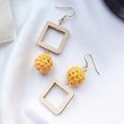 Non-matching Wooden Square Dangle Earring