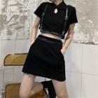 Short-sleeve Qipao Top / Mini A-line Skirt / Short-sleeve Mini A-line Dress / Body Harness