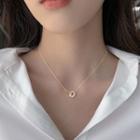 Interlocking Hoop Faux Pearl Pendant Necklace Gold - One Size