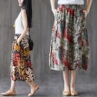 Print Midi Linen Skirt
