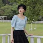 Balloon-sleeve Blouse / Ruffled A-line Skirt