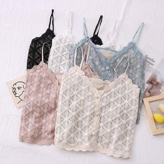 Button-down Sleeveless Lace Top