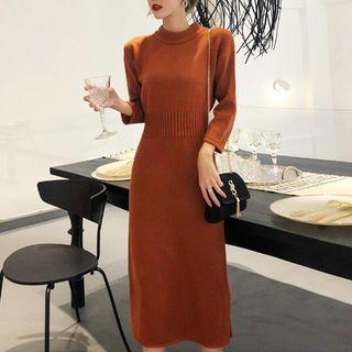 3/4-sleeve Midi Knit Dress