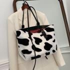 Milk Cow Print Fleece Tote Bag