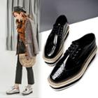 Platform Patent Lace-up Shoes