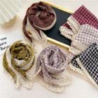Plaid Lace Trim Shawl