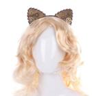 Alloy Gear Cat Ear Faux Leather Headband Brown - One Size
