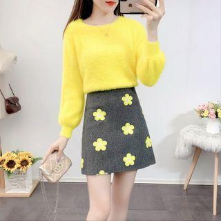 Set: Knit Top + Embroidered Skirt