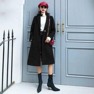 One-button Tie-waist Long Coat