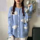 Cloud Patterned Cardigan As Shown In Figure - One Size