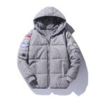 Patched Hooded Padded Zip Coat