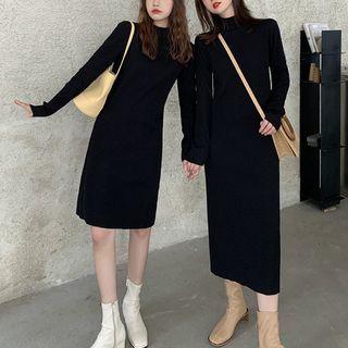 Long-sleeve Mock-neck Knit Sheath Dress (various Designs)