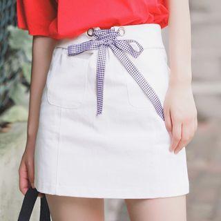 Plaid Lace Up A-line Skirt
