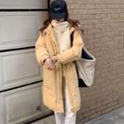 Hooded Padded Zip-up Coat Yellow - One Size