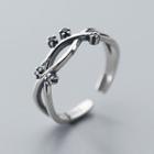 925 Sterling Silver Rhinestone Layered Open Ring S925 Silver - Ring - One Size
