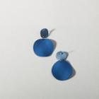 Matte Disc Dangle Earring 1 Pair - S925 Silver Stud Earrings - Blue - One Size