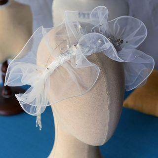 Wedding Faux Pearl Embroidered Headband White - One Size
