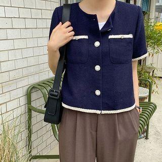 Braided-trim Dual-pocket Tweed Jacket