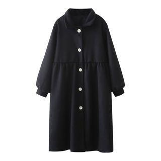 Button-up Midi Coat Black - One Size