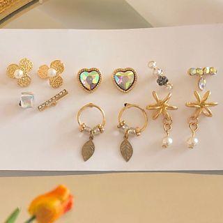 Set: Faux Pearl / Rhinestone Earring (assorted Designs) 0355a - Set - Earring - One Size