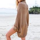 Batwing-sleeve Open Front Chunky Cardigan