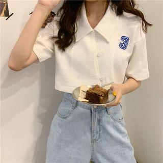 Lettering Embroidered Polo Shirt