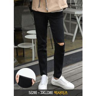 Hidden-band Slit-trim Slim-fit Pants