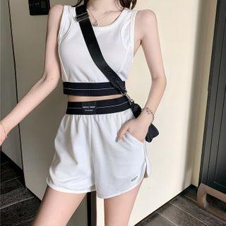 Contrast Trim Cropped Tank Top / Sweatshorts
