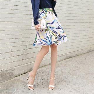 Pattern Linen A-line Skirt