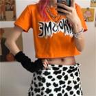 Short-sleeve Letter Print Cropped T-shirt