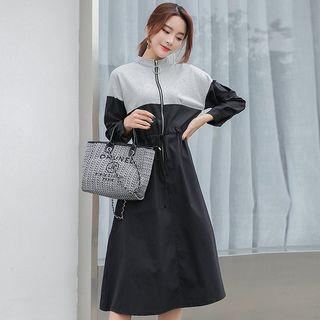 Long-sleeve Zip Placket A-line Dress