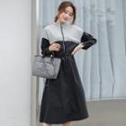 Long-sleeve Zip Placket A-line Dress