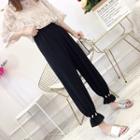 Faux Pearl Chiffon Baggy Pants
