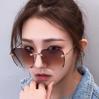 Irregular Square Rimless Sunglasses
