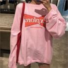 Loose-fit Letter Print Sweatshirt Pink - One Size