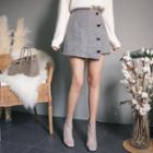 Wrap-front Tweed Miniskirt
