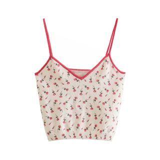 V-neck Floral Cropped Camisole Top