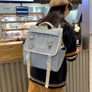 Lettering Snap Buckle Flap Backpack