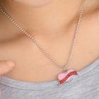 I Love You Heart Necklace Pink - One Size
