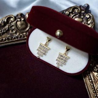 Heart Alloy Rhinestone Fringed Earring