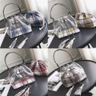 Transparent Bucket Bag With Plaid Drawstring Pouch
