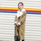 Faux Suede Buttoned Long Coat